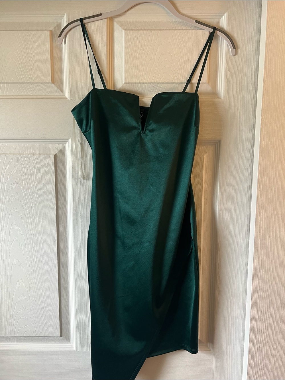 Windsor Elegant Emerald Green Satin Slip Dress